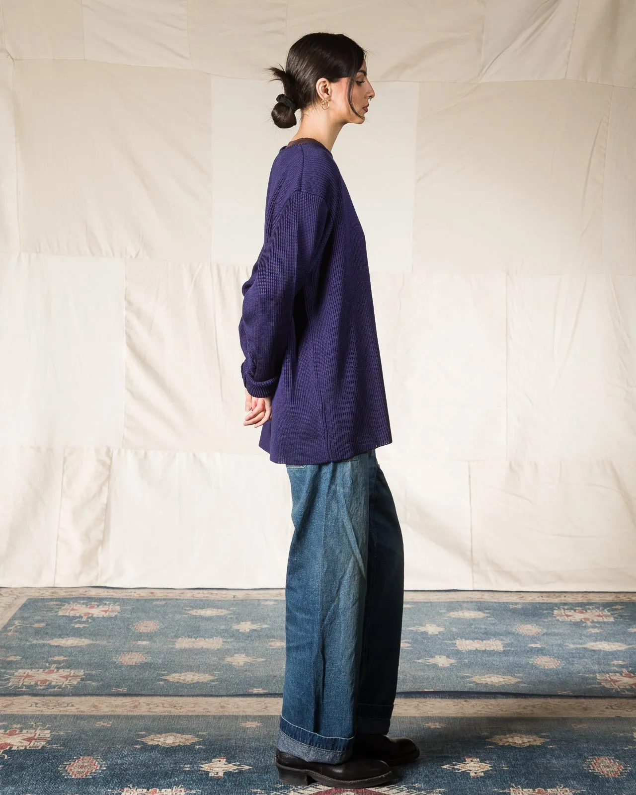 Silk Hand Knitting Heavyweight Rib Pullover - Eggplant 8