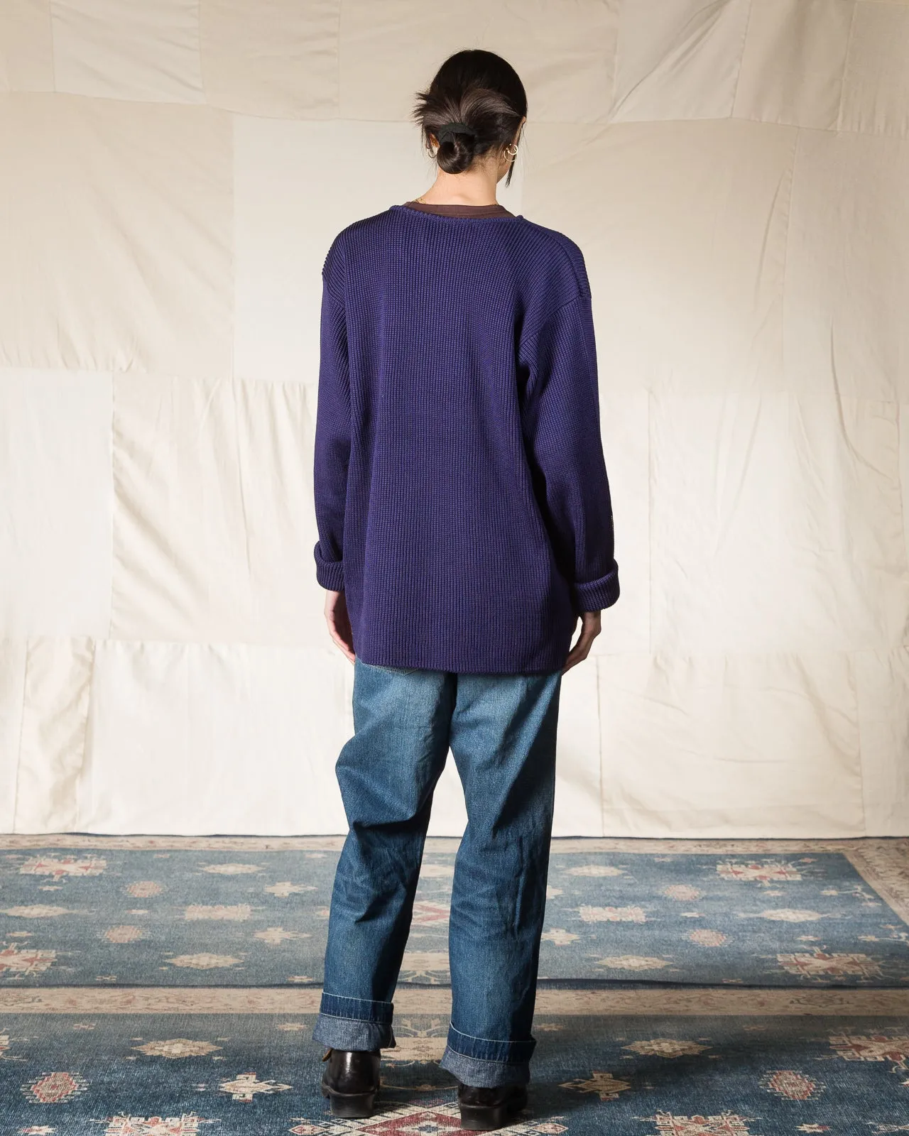 Silk Hand Knitting Heavyweight Rib Pullover - Eggplant 8