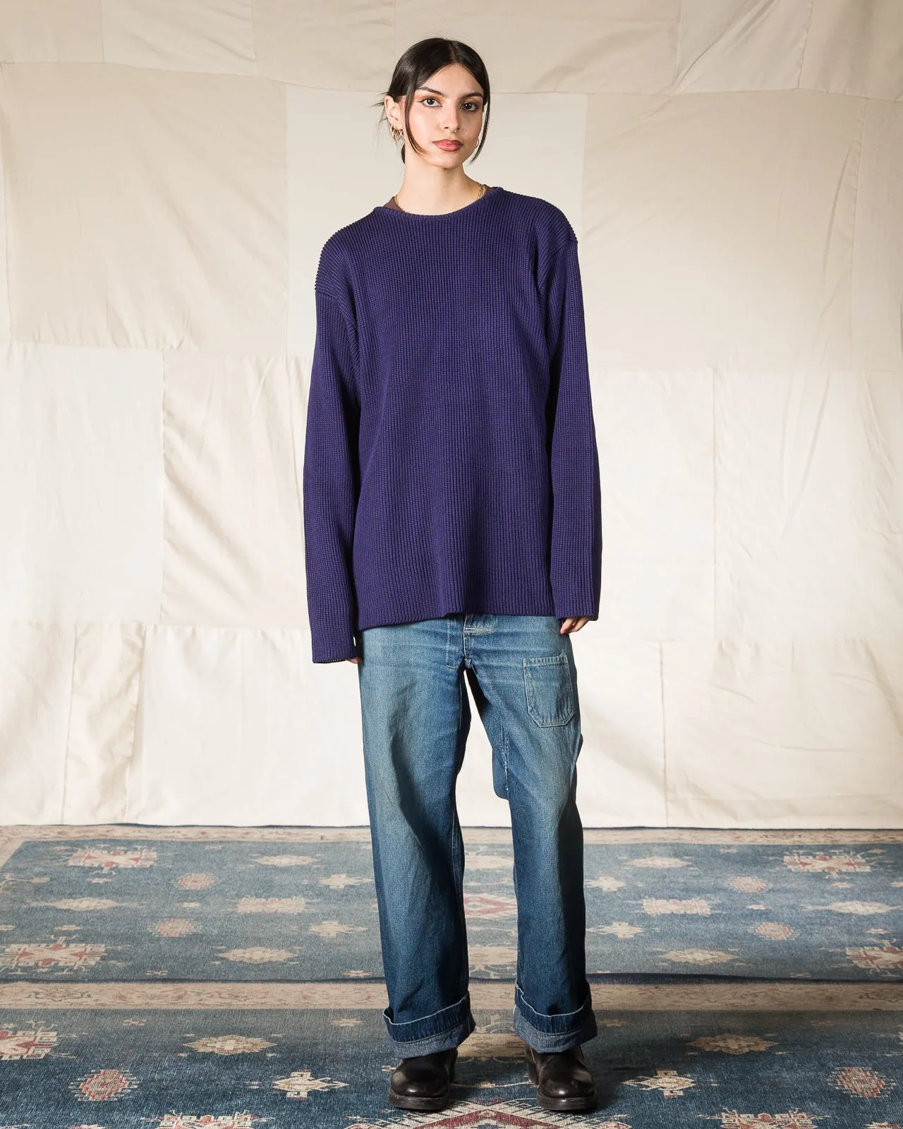 Silk Hand Knitting Heavyweight Rib Pullover - Eggplant 8