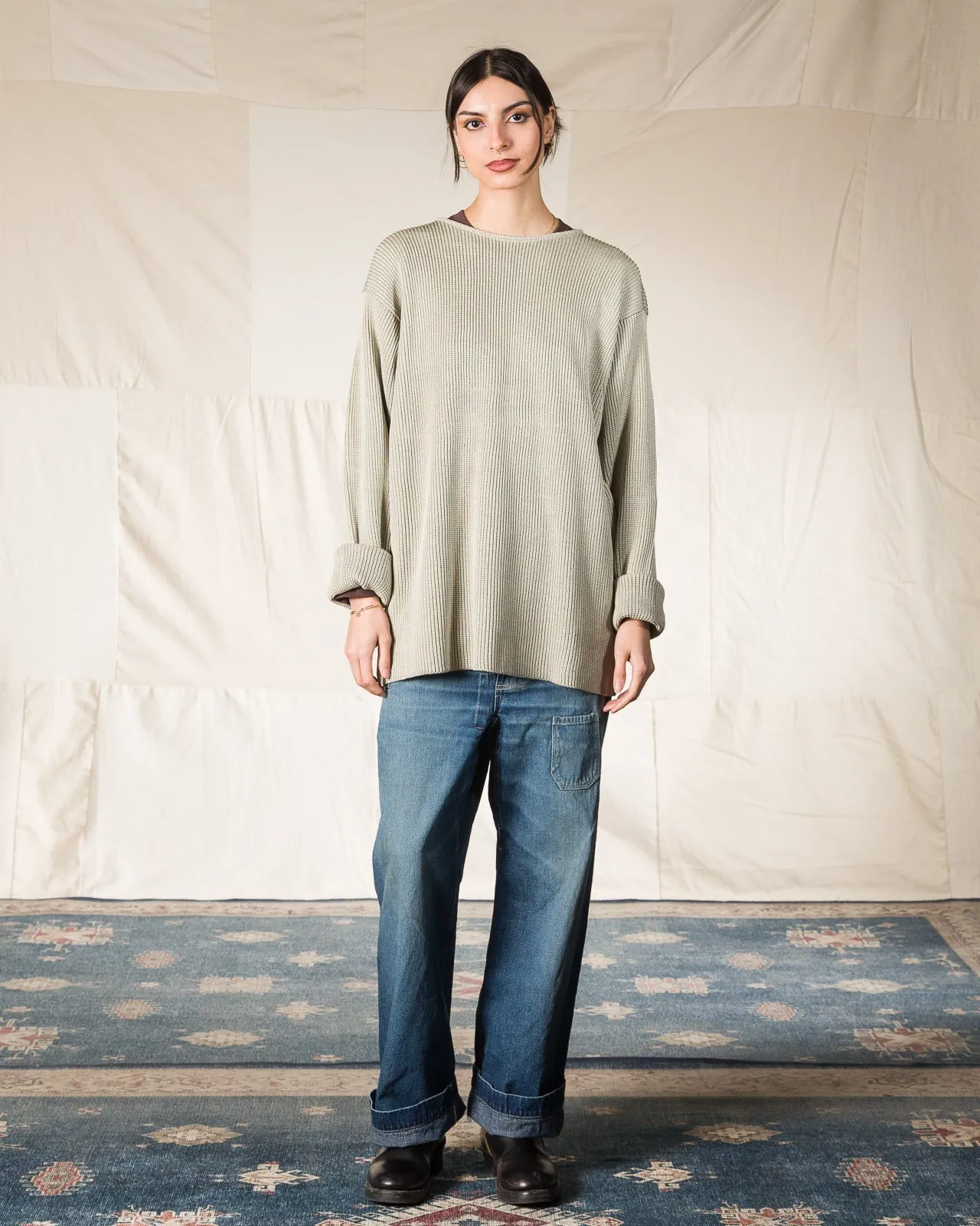 Silk Hand Knitting Heavyweight Rib Pullover - Willow 8