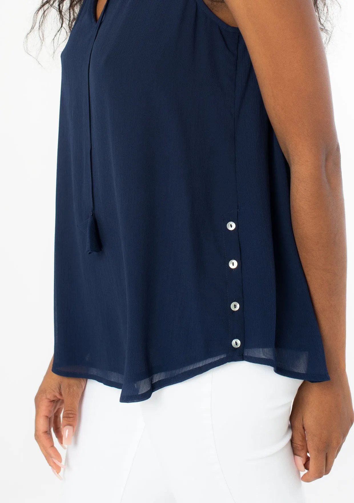 Sleeveless Side Button Top