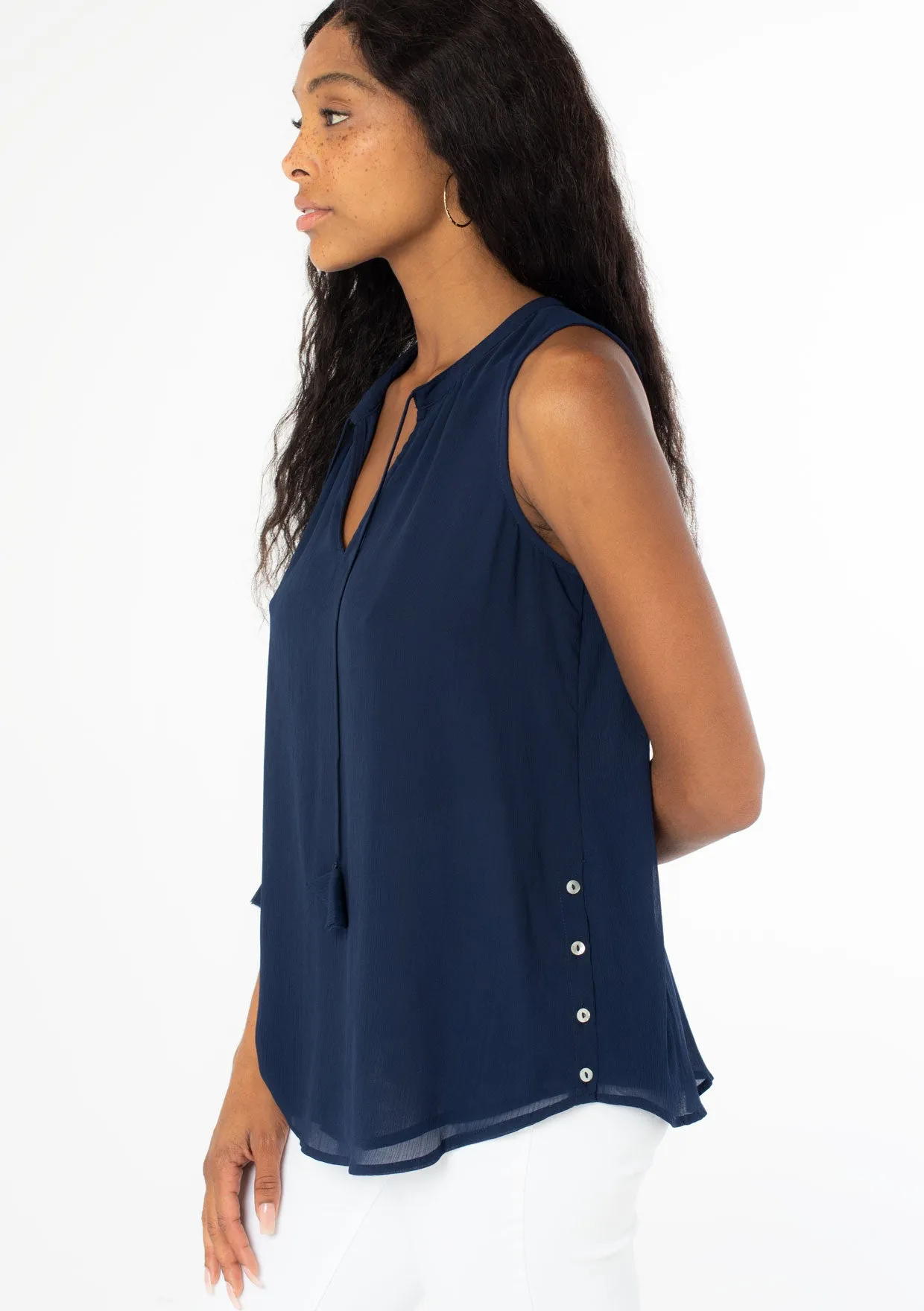 Sleeveless Side Button Top