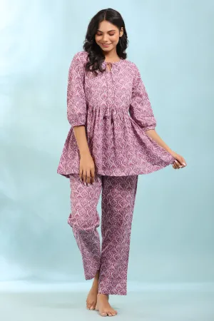 Spades On Pink Peplum Loungewear Top Set
