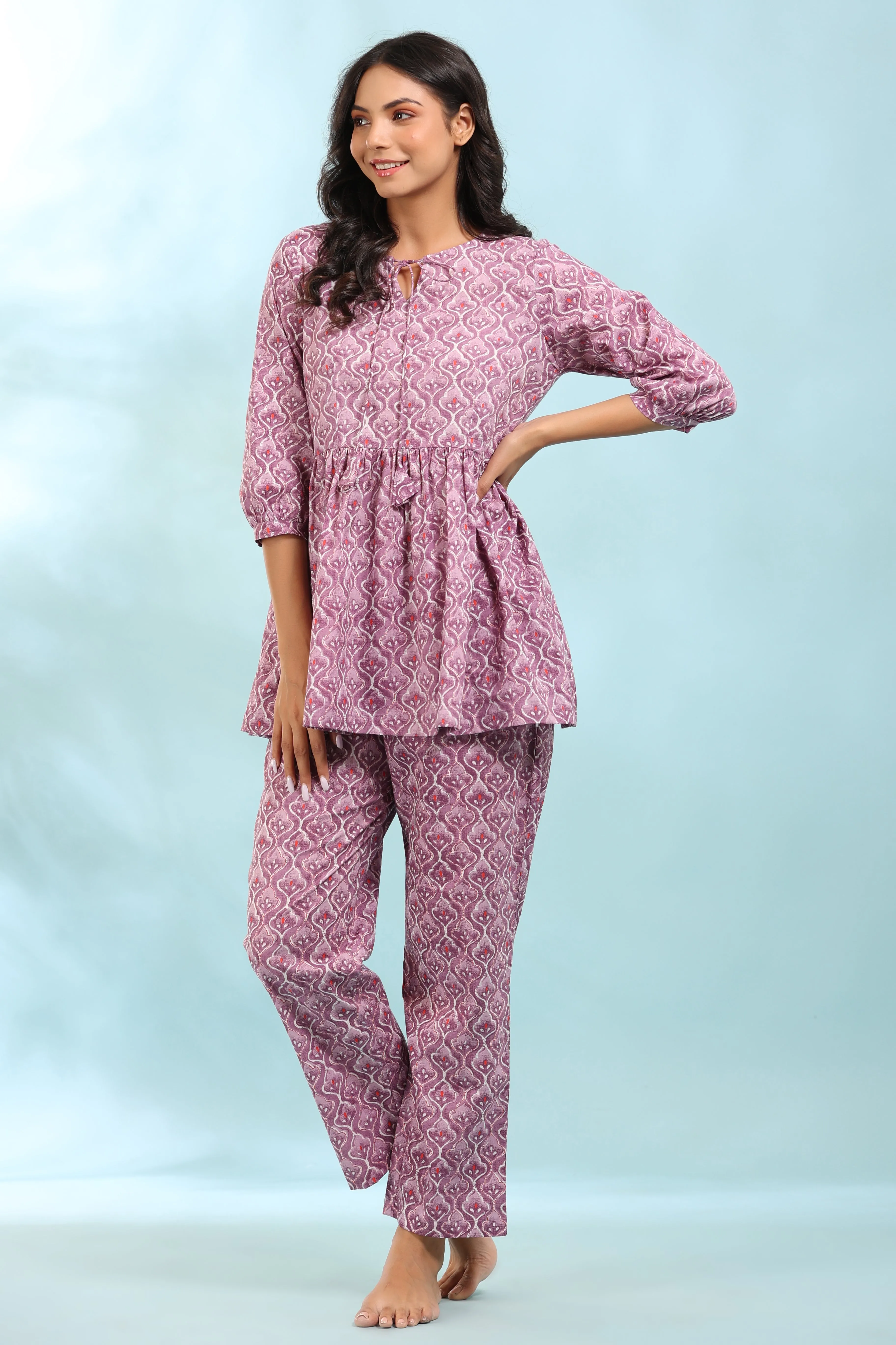 Spades On Pink Peplum Loungewear Top Set