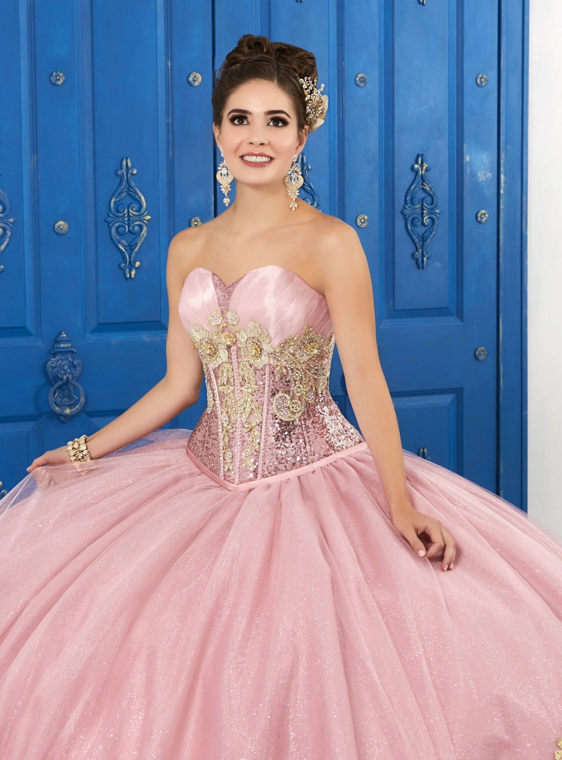 Strapless Sweetheart Glitter Dress by House of Wu LA Glitter 24045