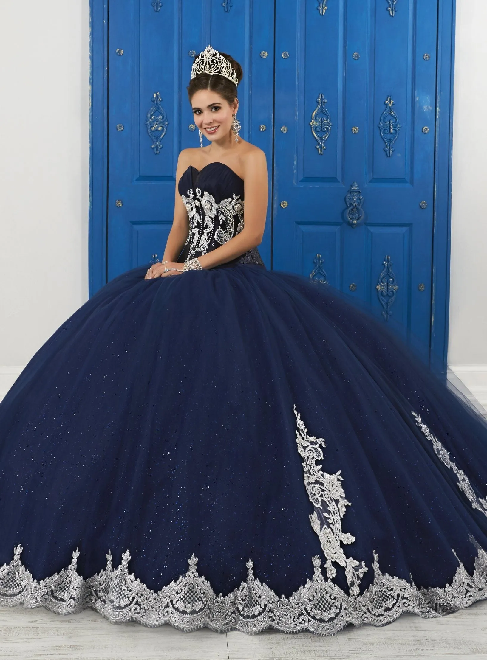 Strapless Sweetheart Glitter Dress by House of Wu LA Glitter 24045