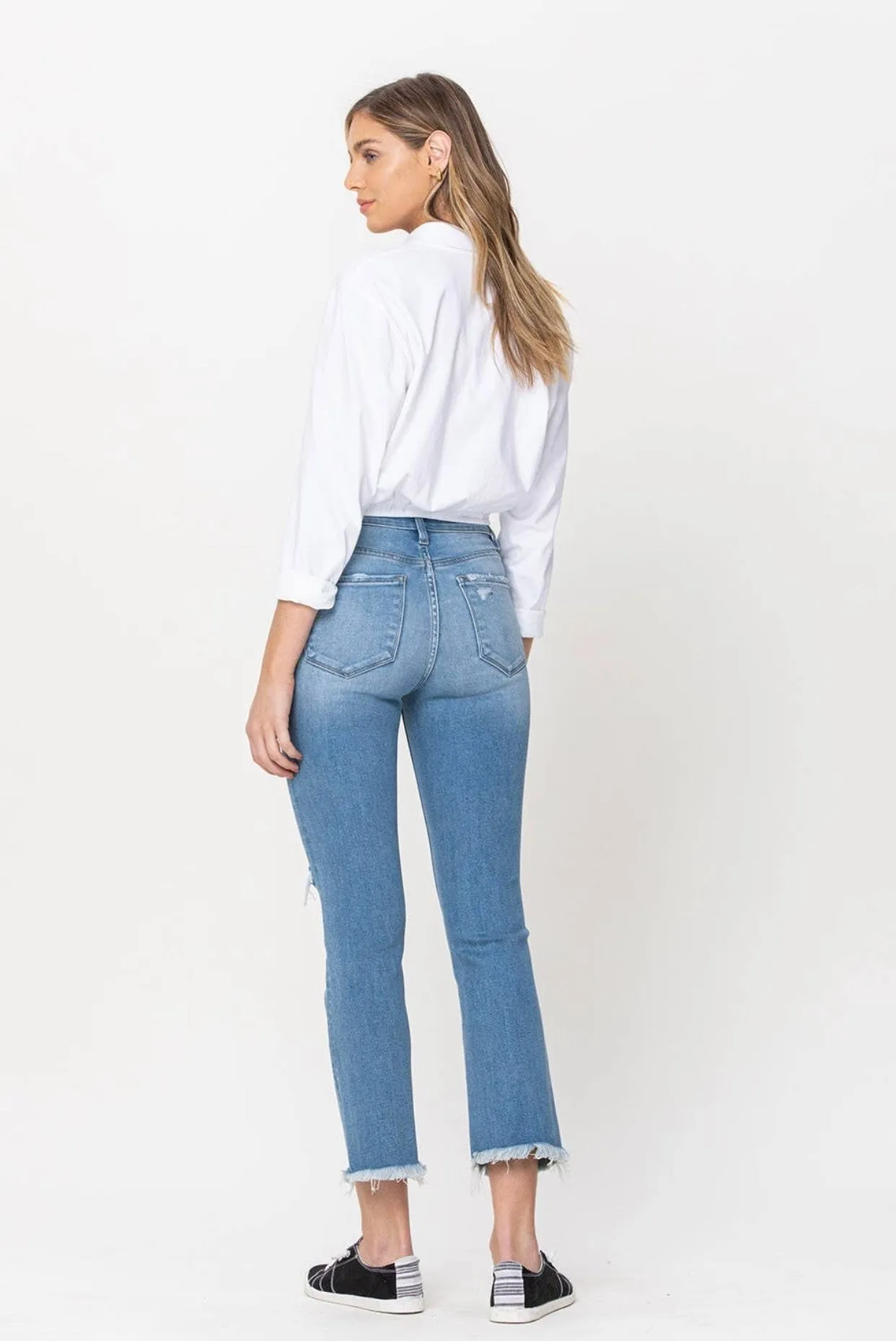 Tori Button Fly Kick Mini Flair Jeans
