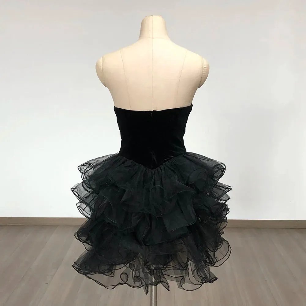 Trend4us Women's Strapless Ruffled Tulle Mini Dress