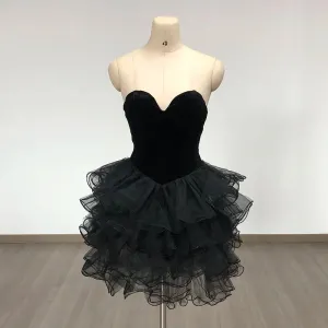 Trend4us Women's Strapless Ruffled Tulle Mini Dress