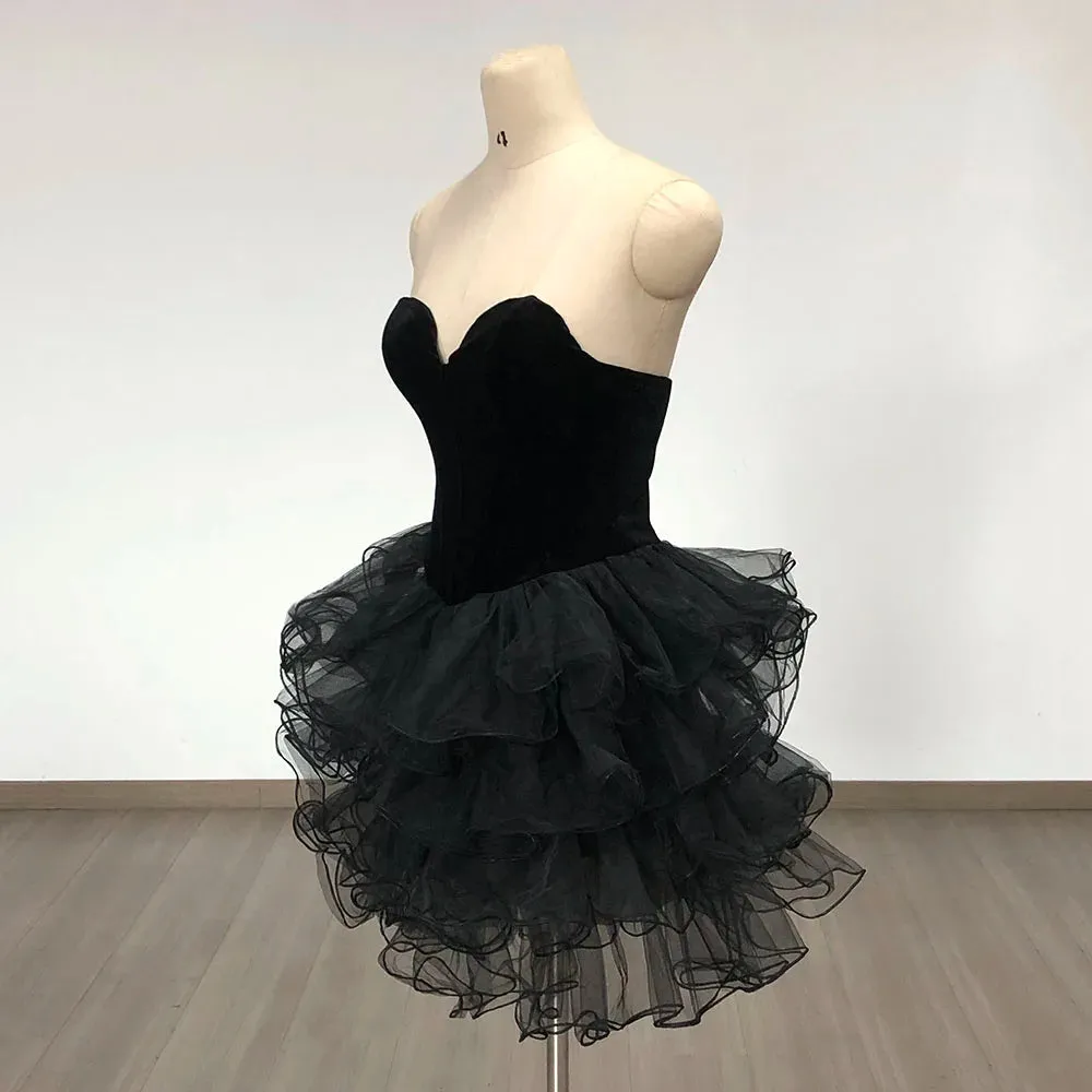 Trend4us Women's Strapless Ruffled Tulle Mini Dress