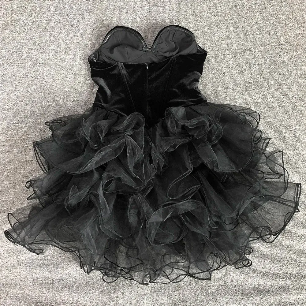 Trend4us Women's Strapless Ruffled Tulle Mini Dress