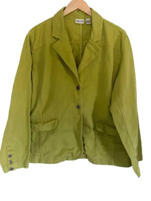 Warm Autumn Pistachio Green Denim Blazer