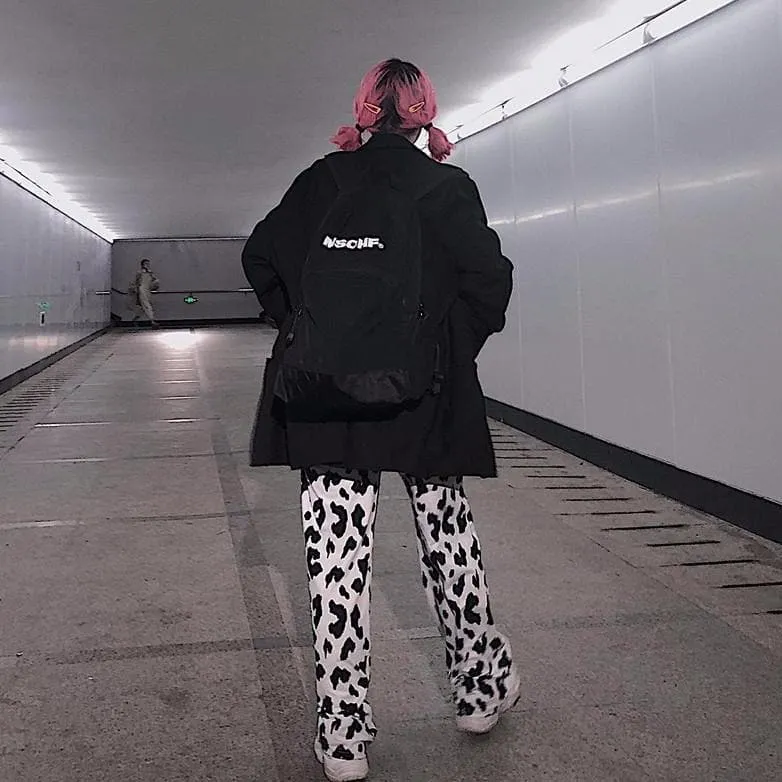 Wide-Leg Pants With Cow Print