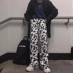 Wide-Leg Pants With Cow Print