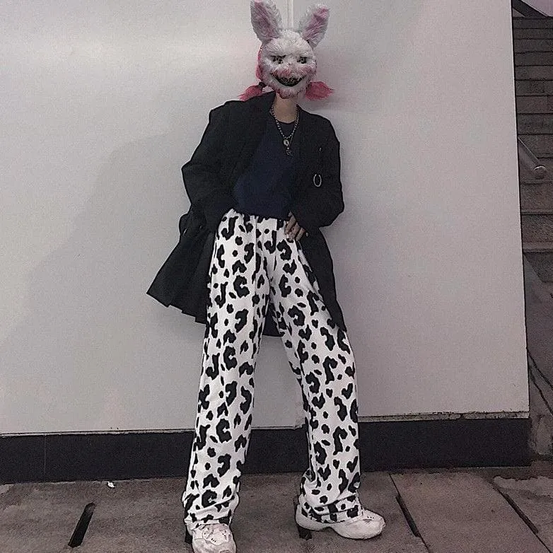 Wide-Leg Pants With Cow Print