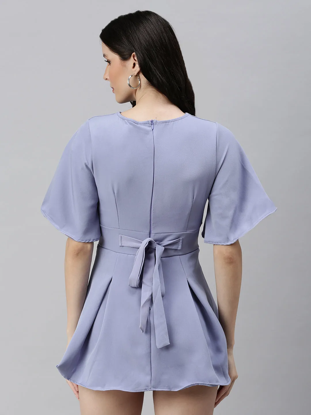 Women V-Neck Solid Purple Jumpsuits