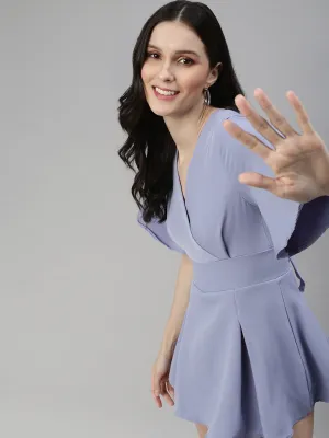 Women V-Neck Solid Purple Jumpsuits