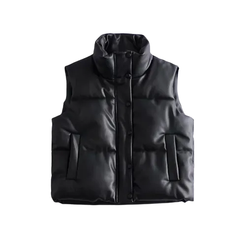 Womens Analia Genuine Lambskin Leather Puffer Vest