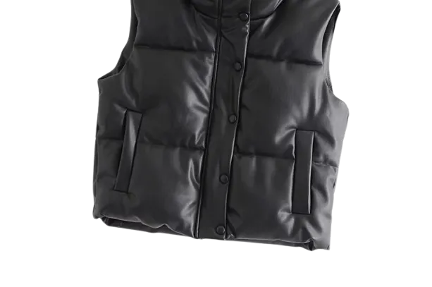 Womens Analia Genuine Lambskin Leather Puffer Vest