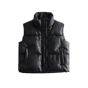 Womens Analia Genuine Lambskin Leather Puffer Vest