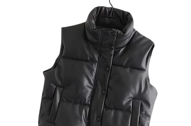 Womens Analia Genuine Lambskin Leather Puffer Vest