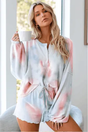Womens Long Sleeve of 2 Piece Short Pajamas Set Nightwear Sleepwear Loungewear-Orange